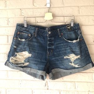 Distressed Boyfriend Fit Denim Shorts